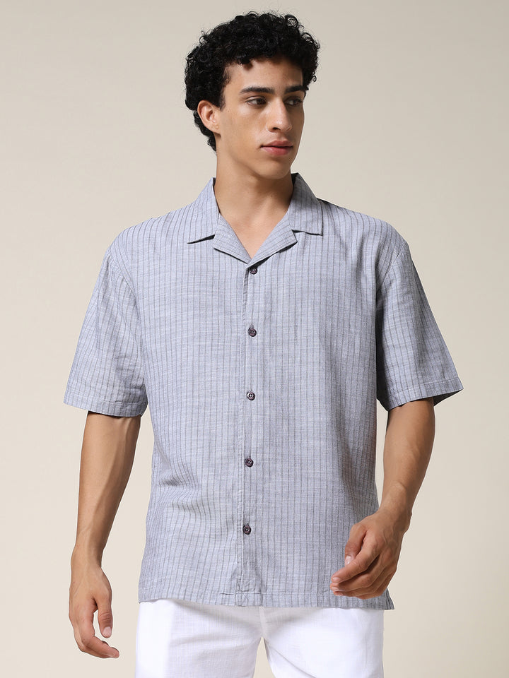 Mens Half Sleeve Casual Shirt  – Ash Grey