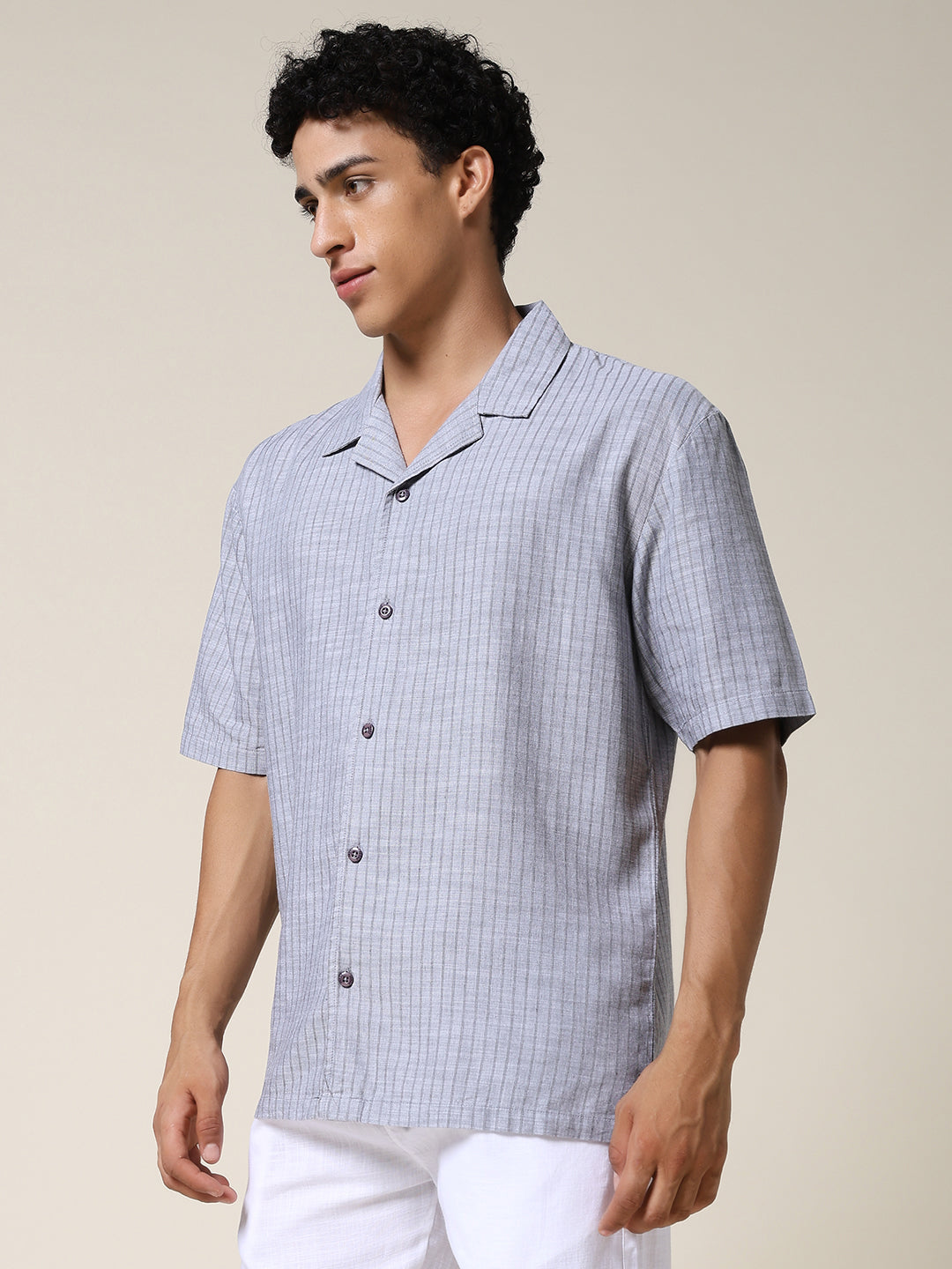 Mens Half Sleeve Casual Shirt  – Ash Grey