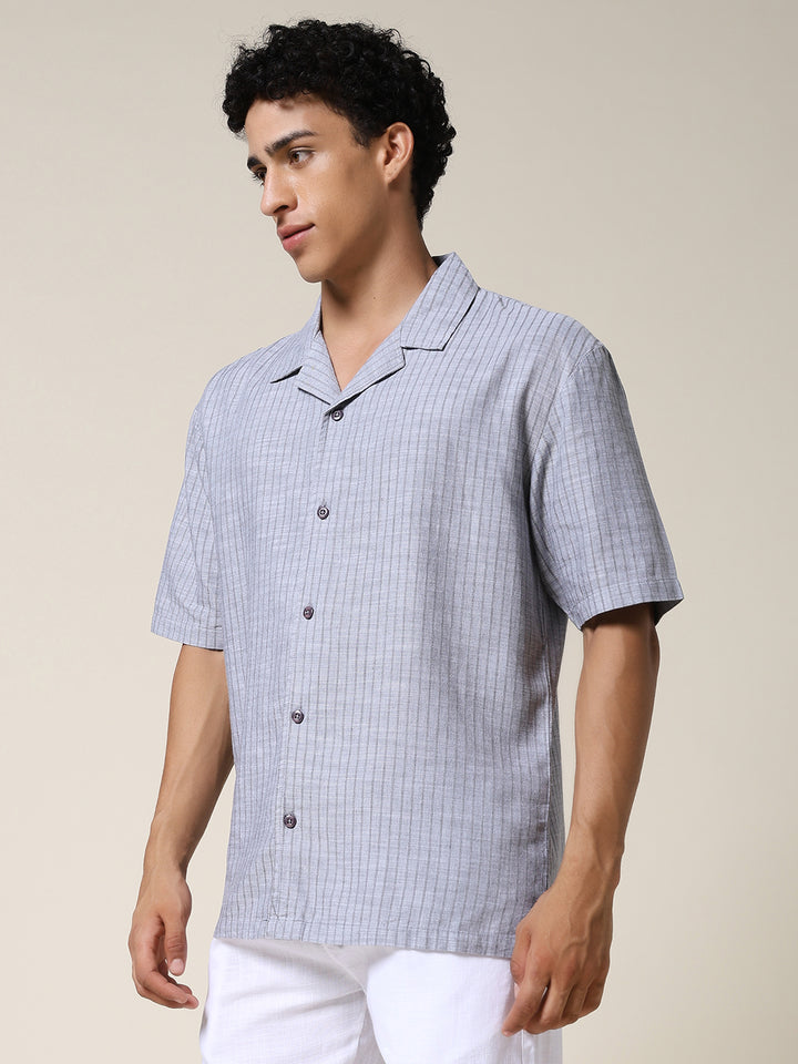 Mens Half Sleeve Casual Shirt  – Ash Grey