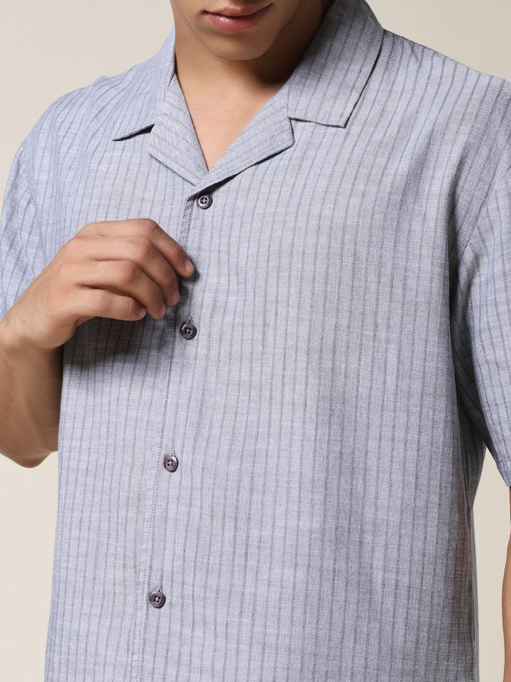 Mens Half Sleeve Casual Shirt  – Ash Grey