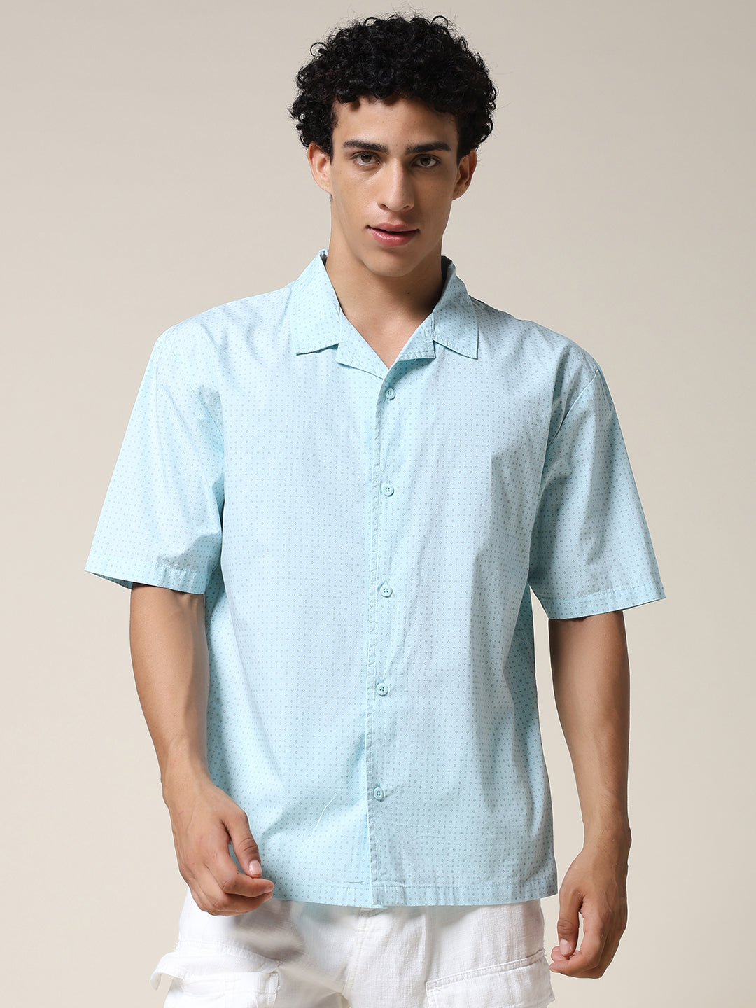 Mens Half Sleeve Casual Shirt  – Sky