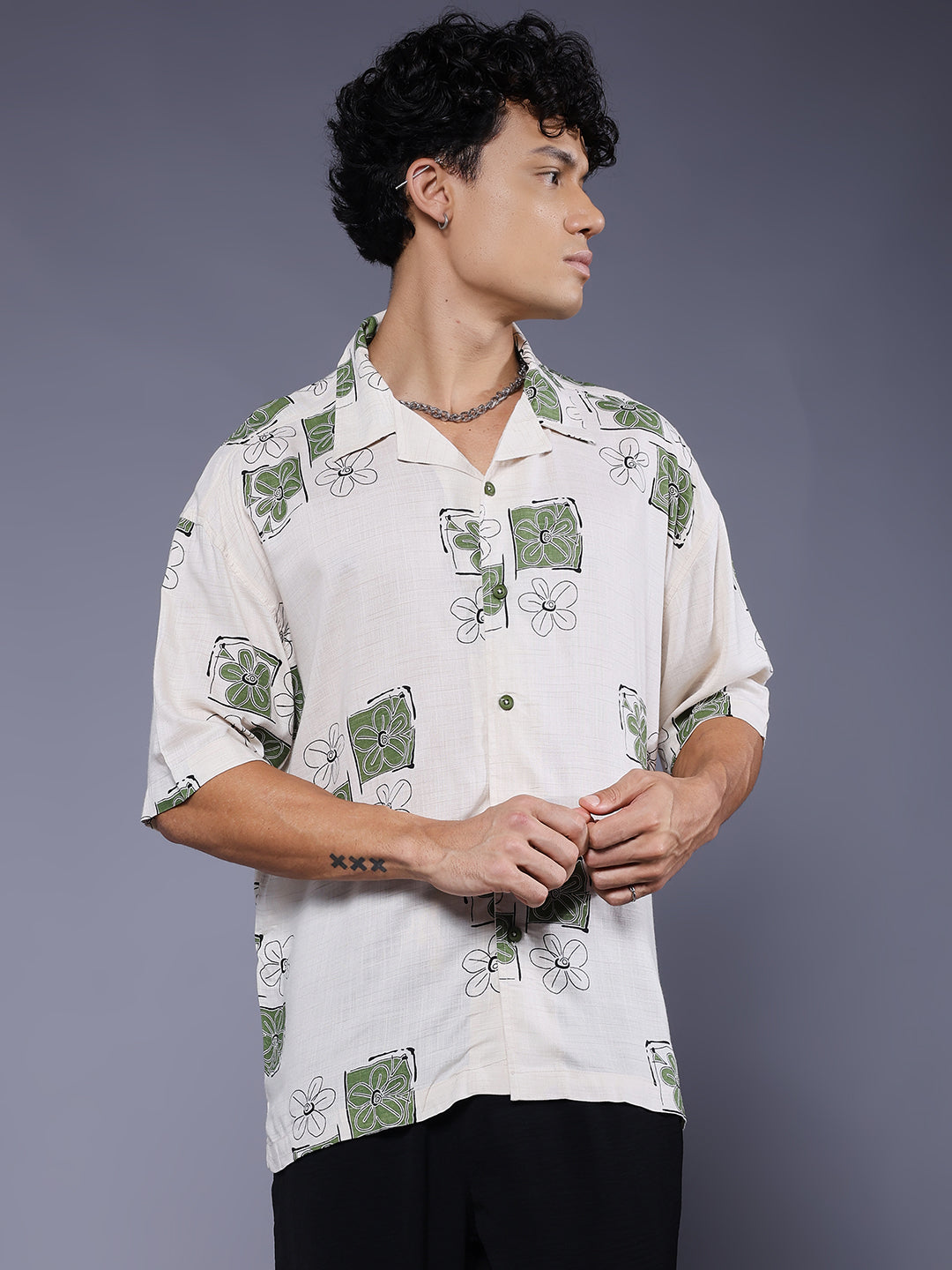 Mens Half Sleeve Casual Shirt – Off White – pronk.in