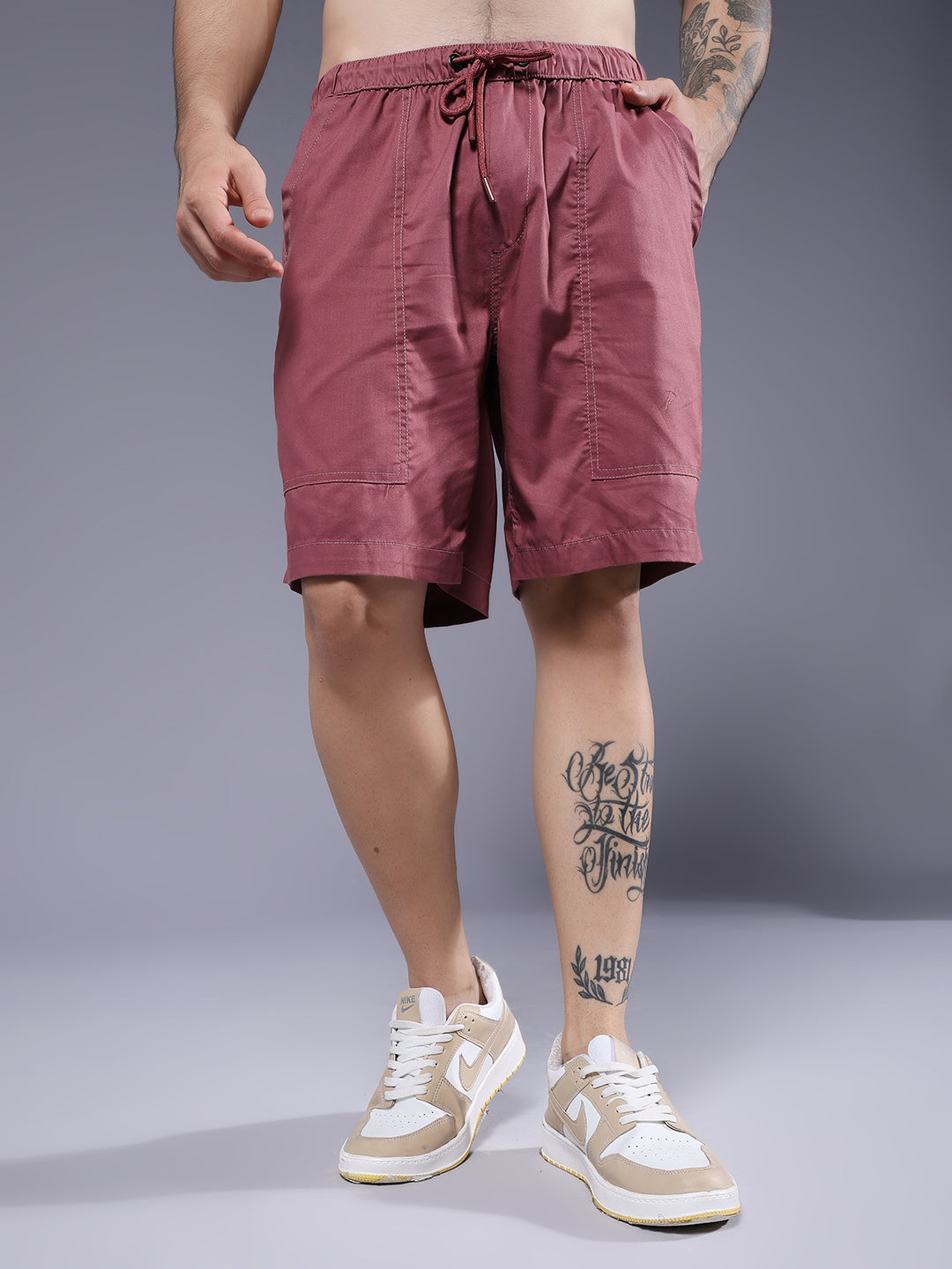 Mens Cotton Utility Shorts – Mauve - Main Image