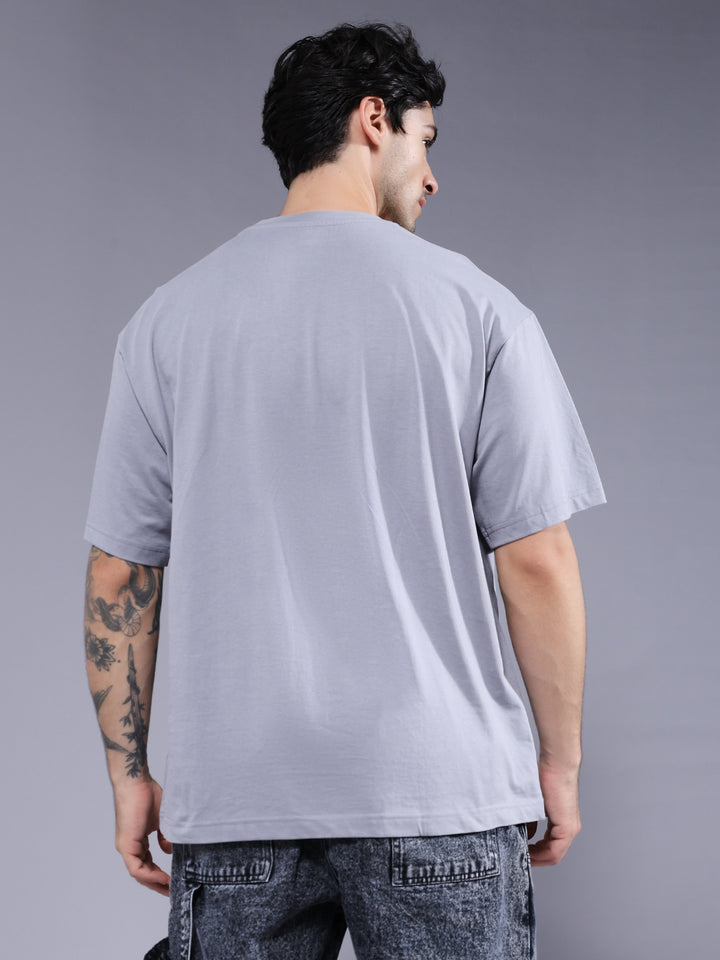 Solid Men Oversized T-Shirt - Ash Grey