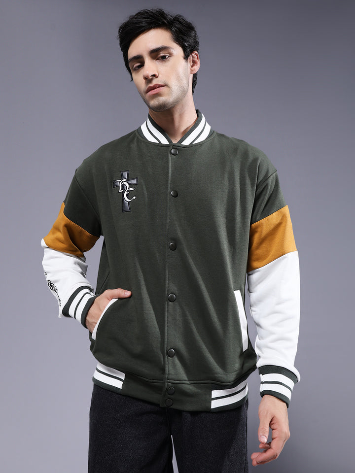 New Century Men Embroidered Varsity Bomber Jacket