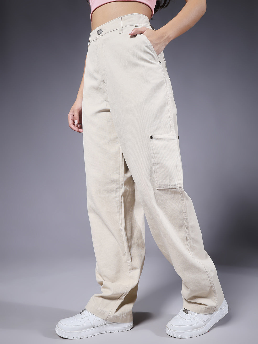 Women Carpenter Pants Off White