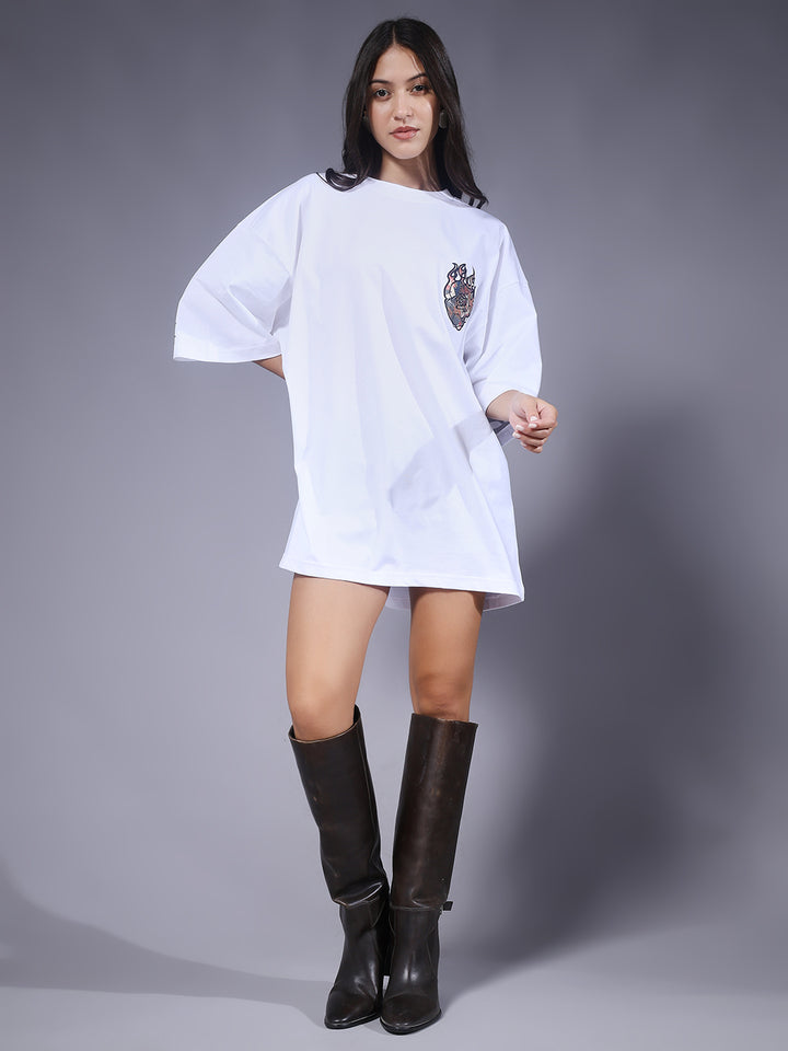 Imagination Embroidered Printed Women Oversized T-shirt
