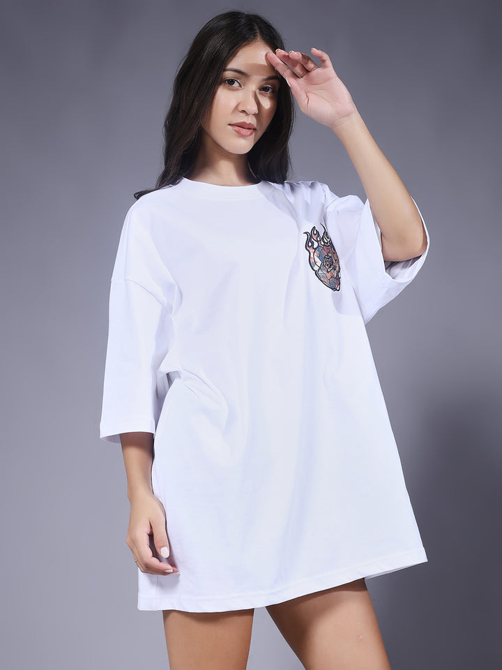 Imagination Embroidered Printed Women Oversized T-shirt