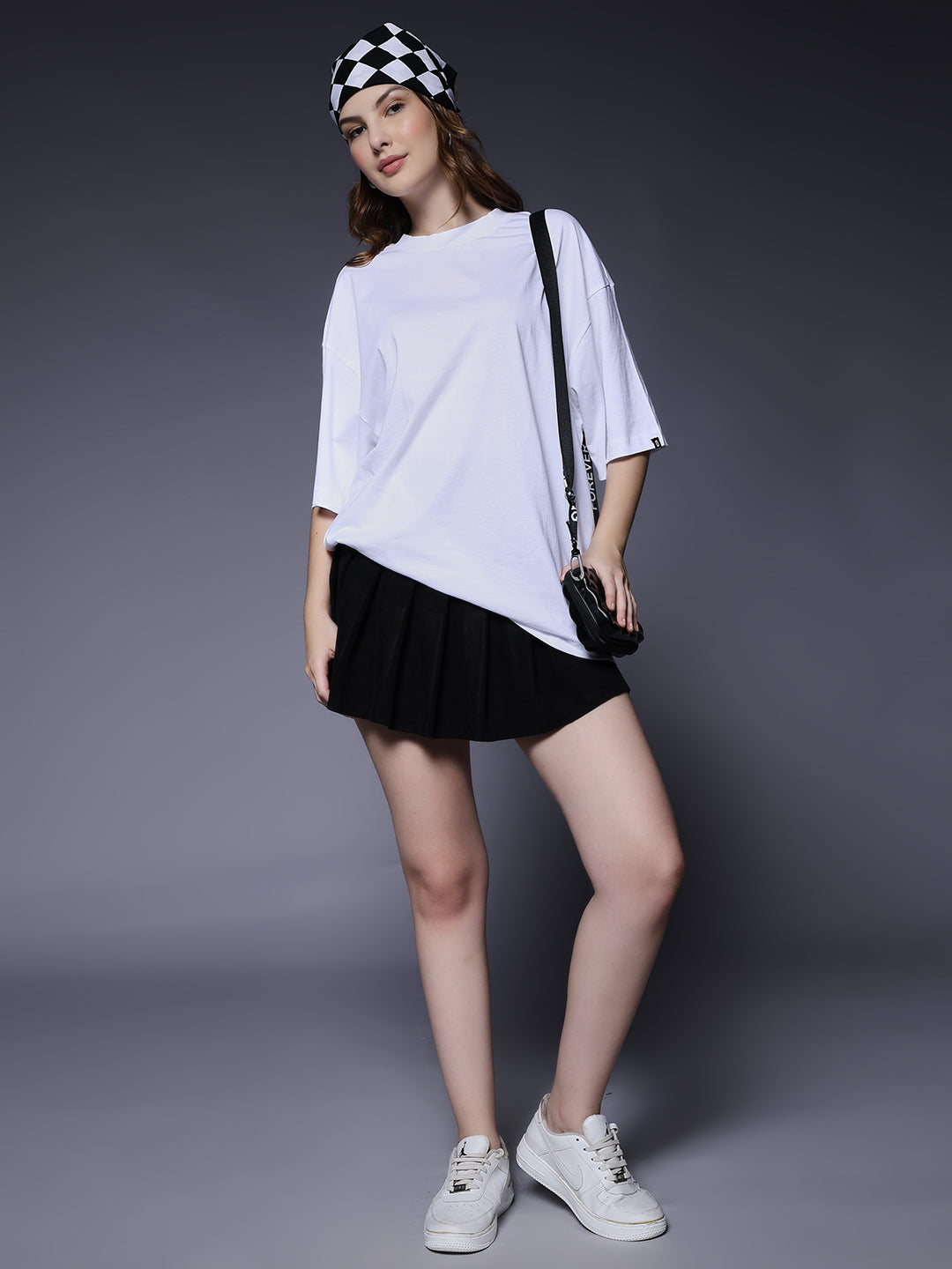 Solid Women Oversized T-Shirt - White