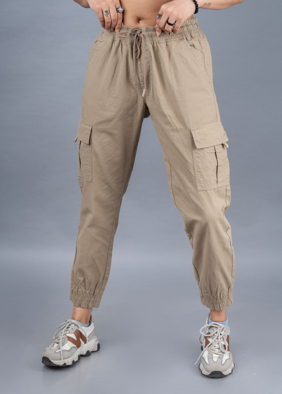 Women's Regular Fit Cargo Jogger Khaki Pronk – - Main Image