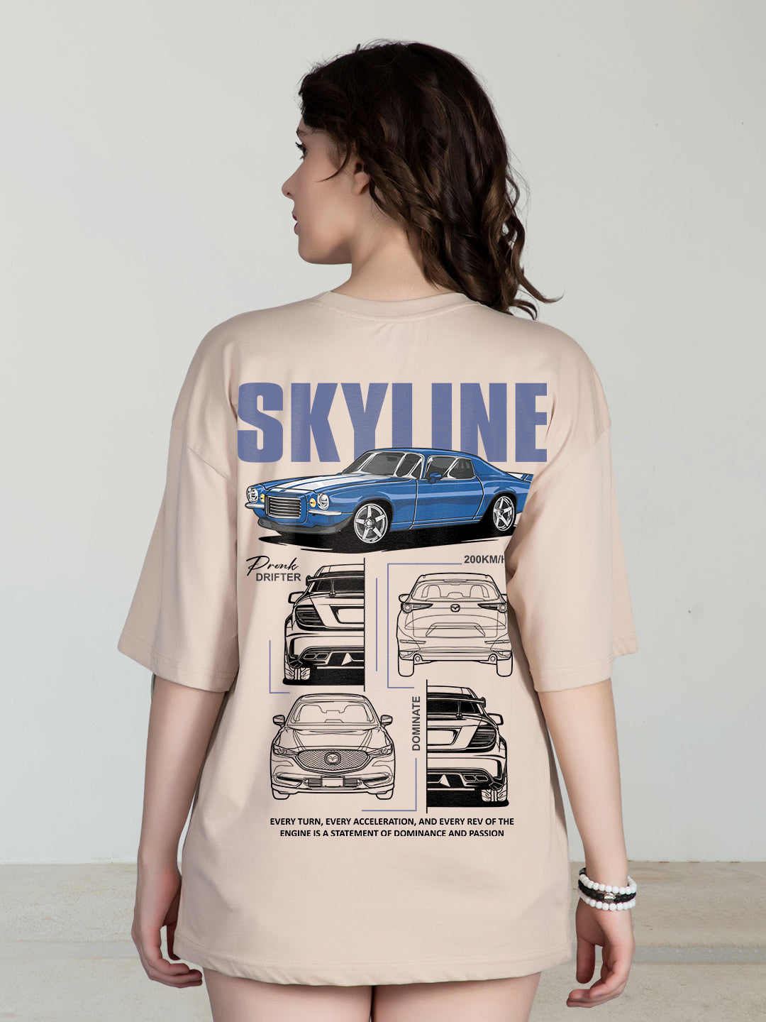 SKYLINE Women Graphic Printed Oversized  T-Shirt