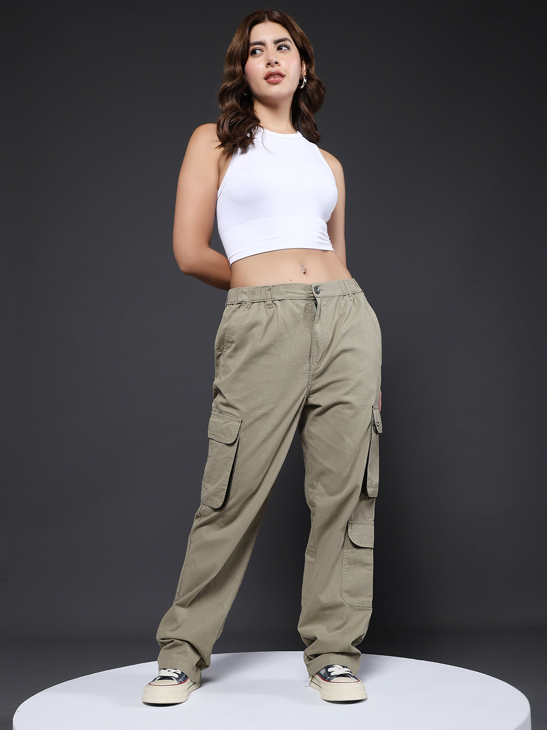 Women Utility Cargo - Olive Green