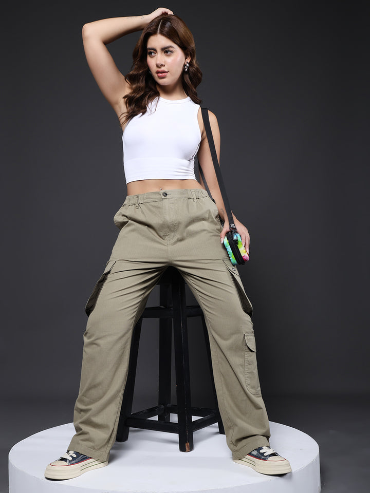 Women Utility Cargo - Olive Green