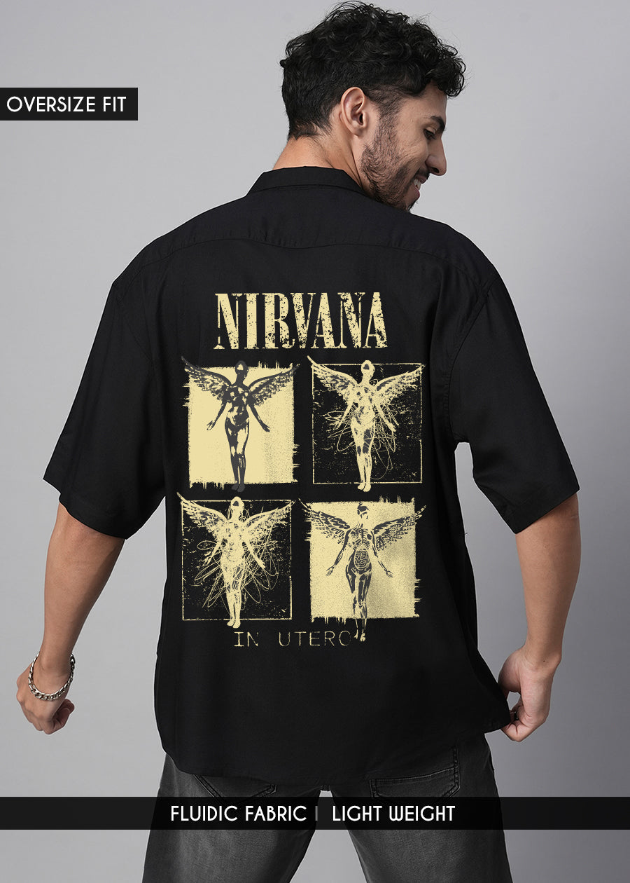 Vintage Nirvana Mens Fluidic Oversized Shirt Black Pronk