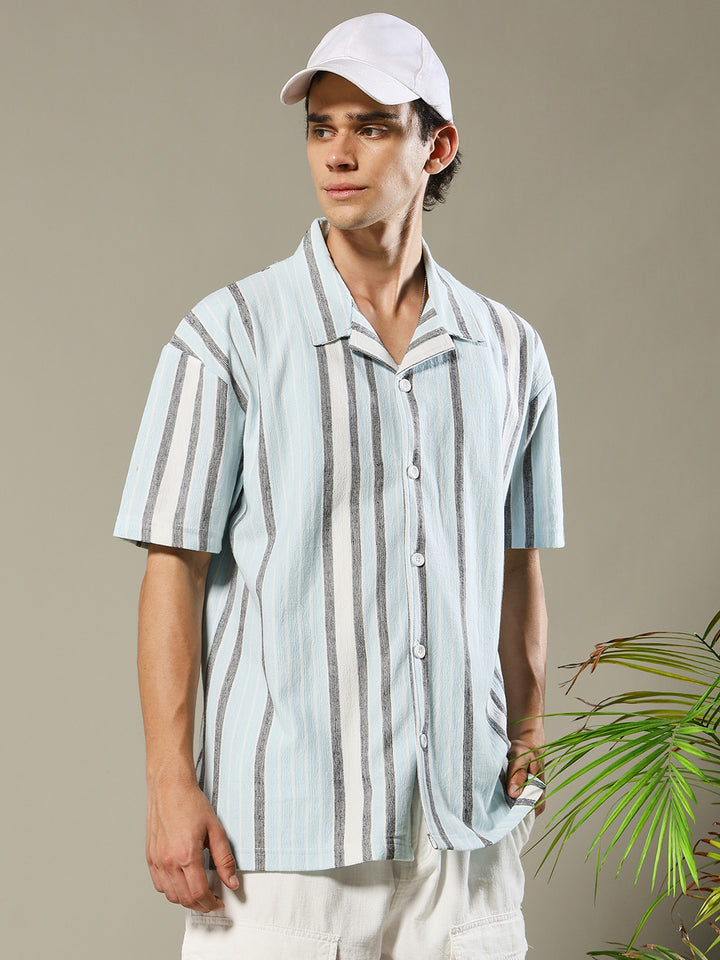 Mens Half Sleeve Resort Shirt - Sky