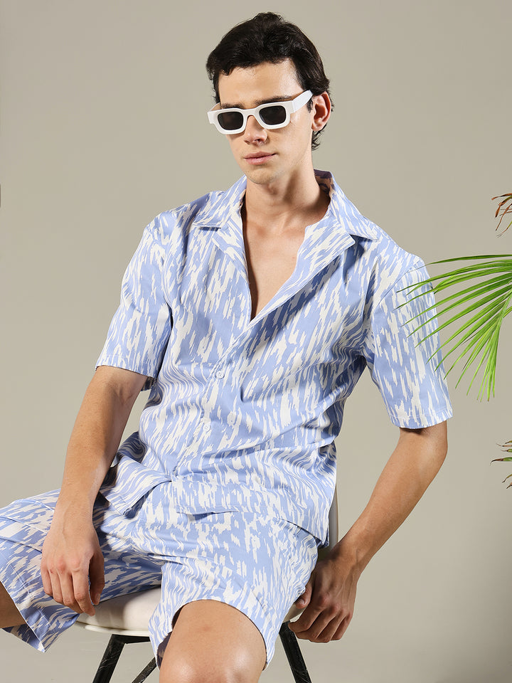 Men Premium Cotton Twill Co-ord Set – Sky