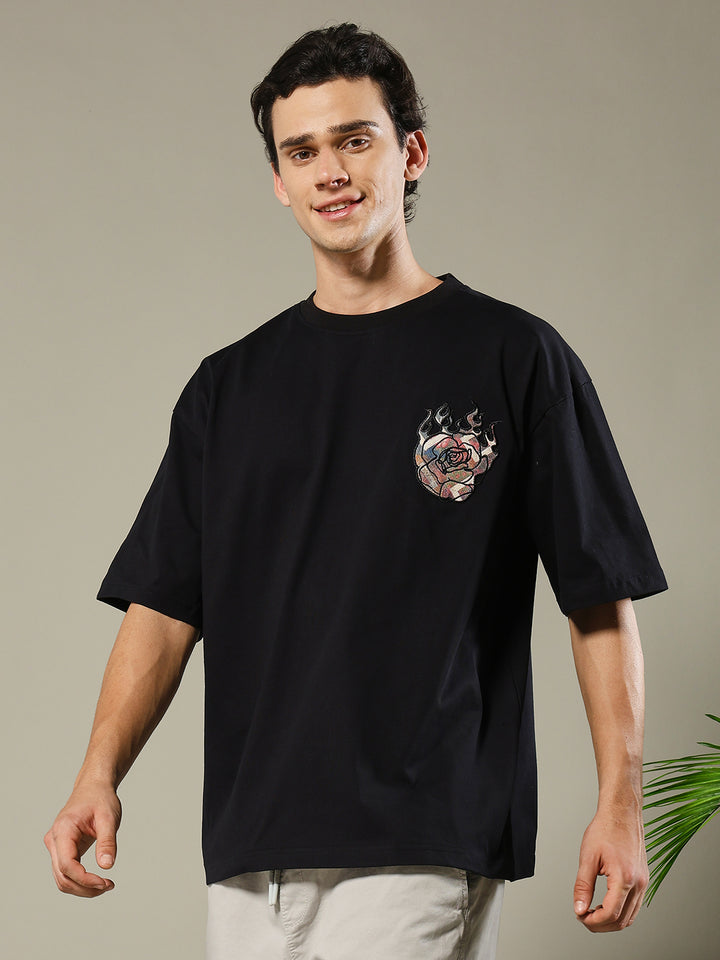 Imagination Embroidered Printed Men Oversized T-shirt