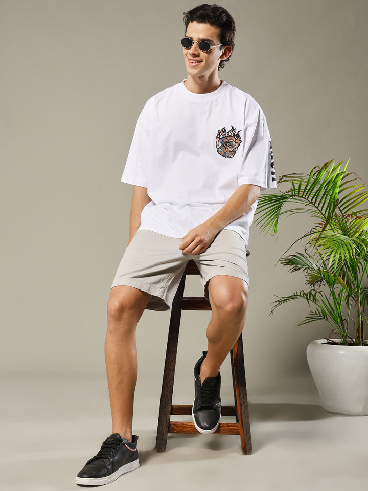 Imagination Embroidered Printed Men Oversized T-shirt