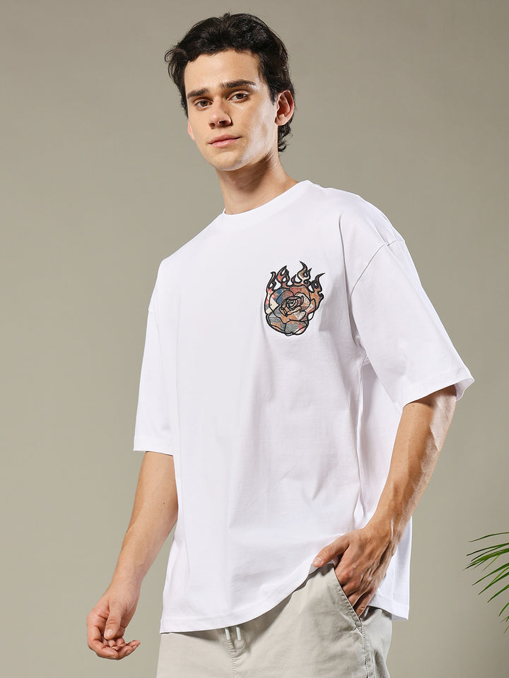 Imagination Embroidered Printed Men Oversized T-shirt