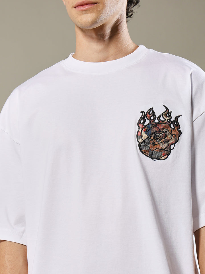Imagination Embroidered Printed Men Oversized T-shirt
