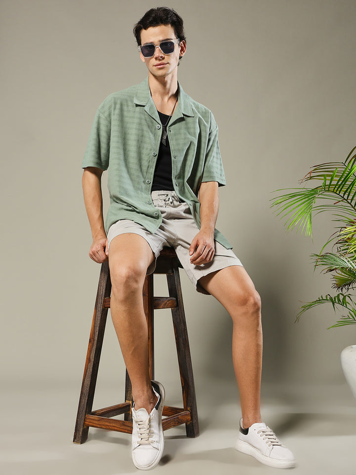 Mens Half Sleeve Resort Shirt - Mint Green