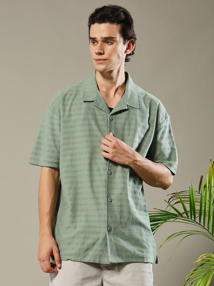 Mens Half Sleeve Resort Shirt - Mint Green