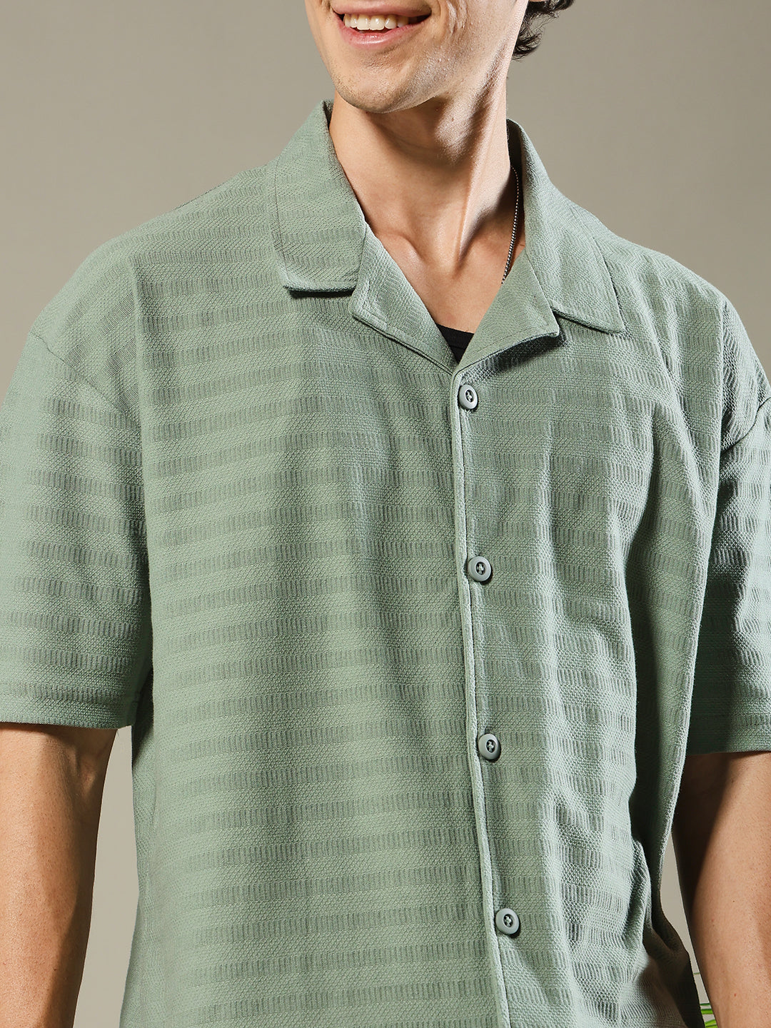 Mens Half Sleeve Resort Shirt - Mint Green