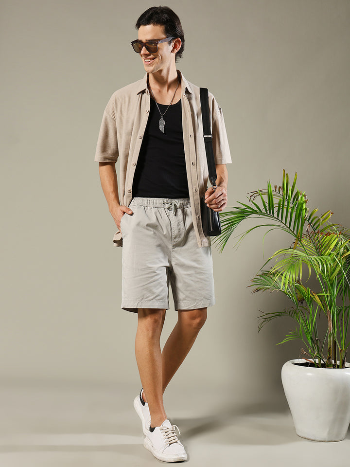 Mens Half Sleeve Resort Shirt - Beige