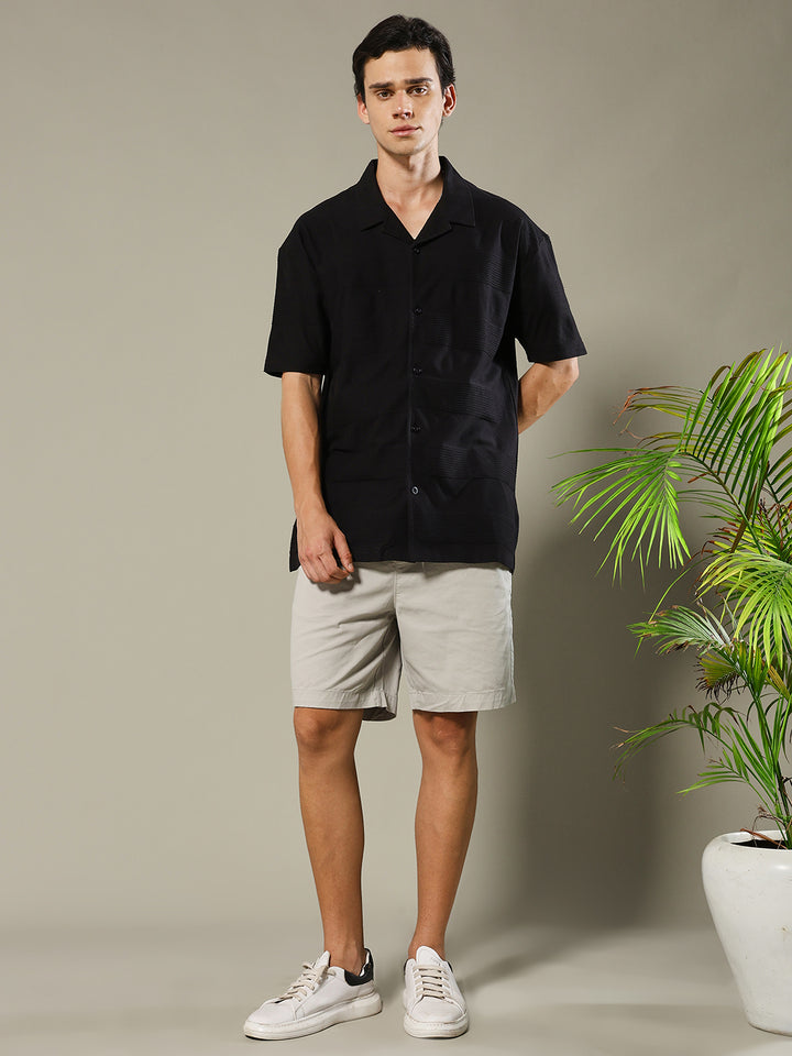 Mens Half Sleeve Resort Shirt - Black