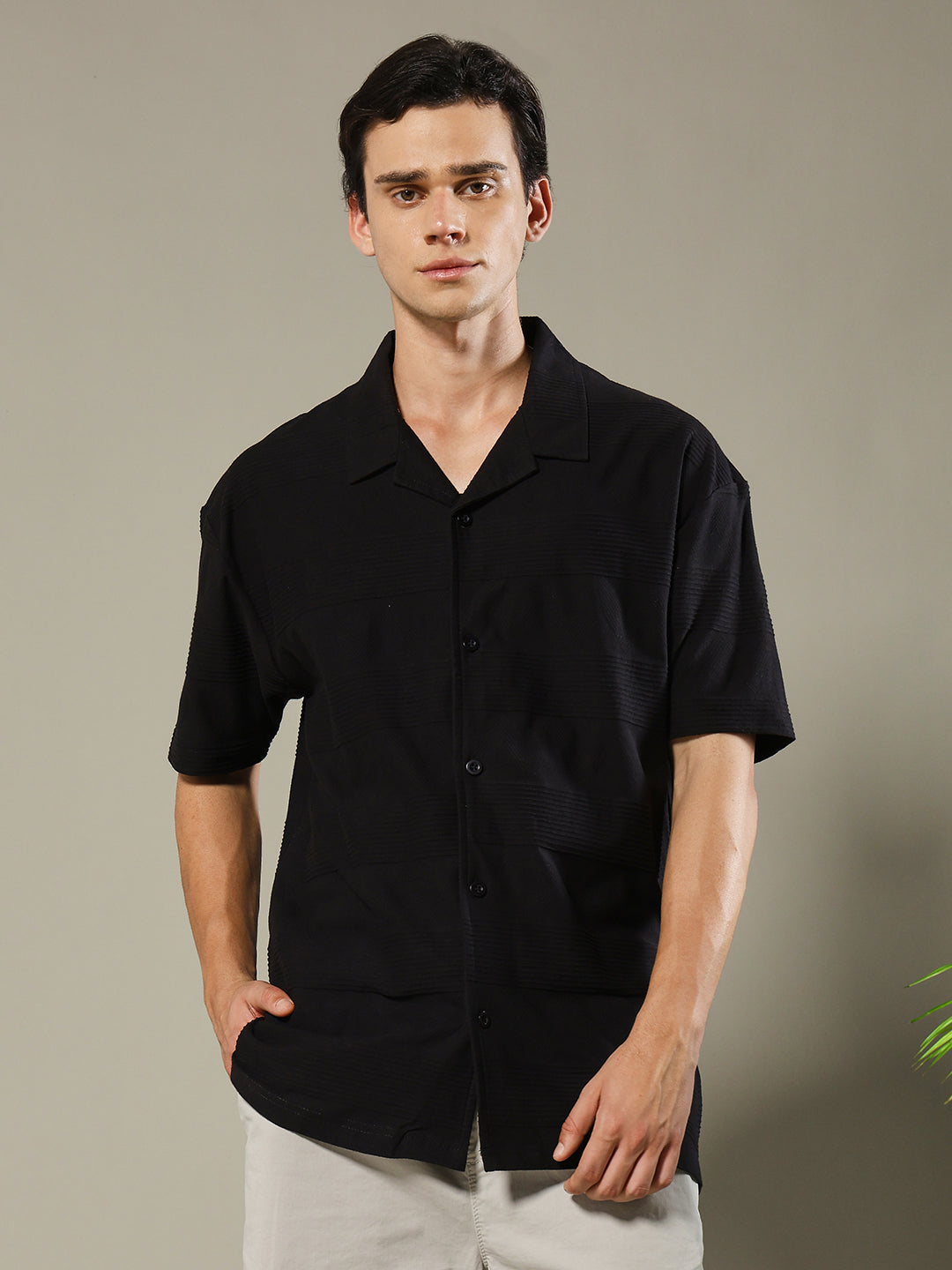 Mens Half Sleeve Resort Shirt - Black – pronk.in