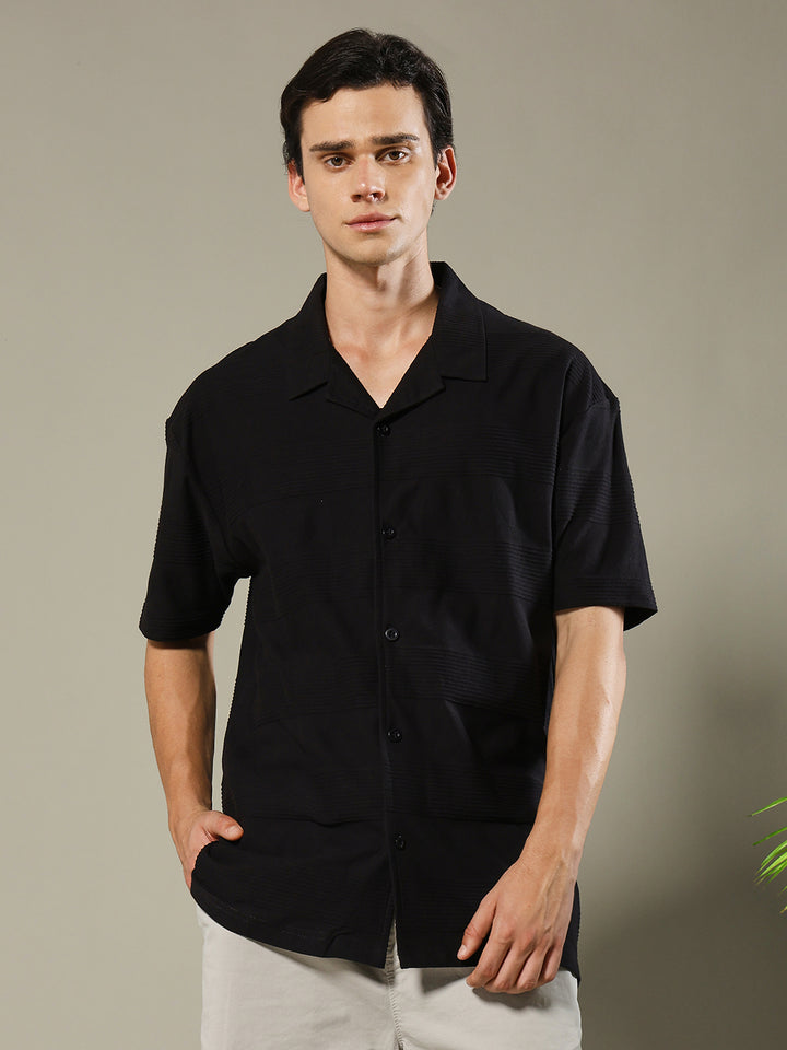 Mens Half Sleeve Resort Shirt - Black