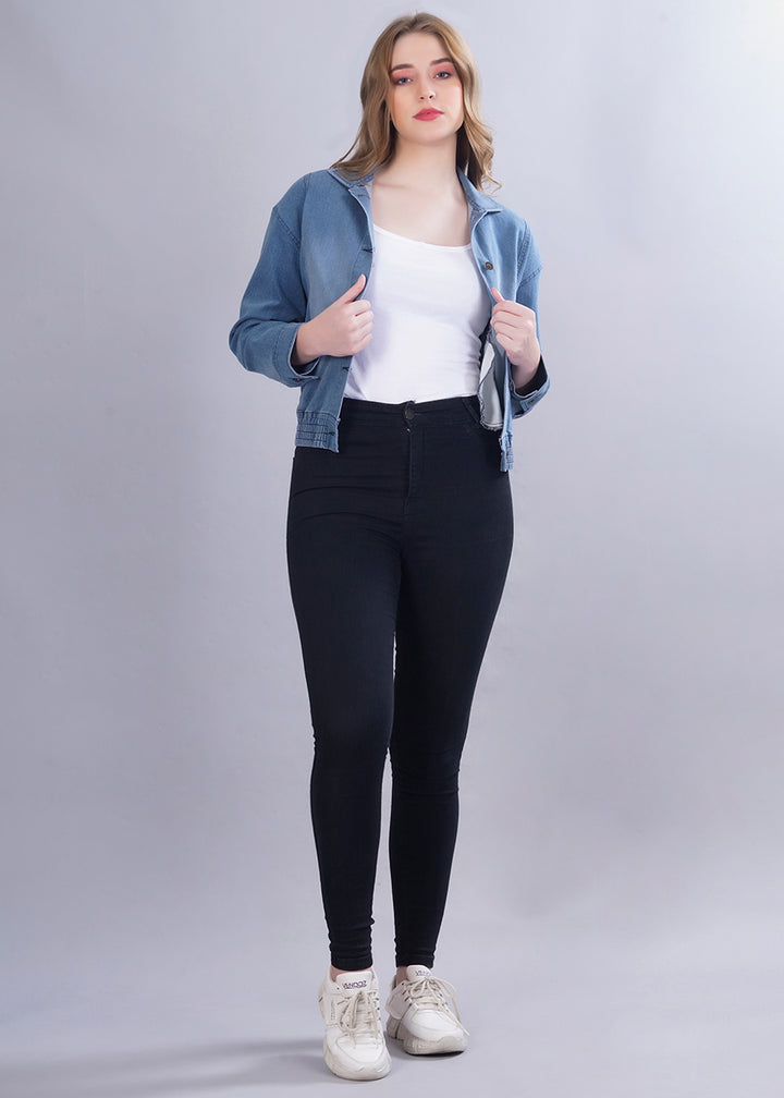 The Rolling Stones Printed Cropped Women's Denim Jacket | Pronk