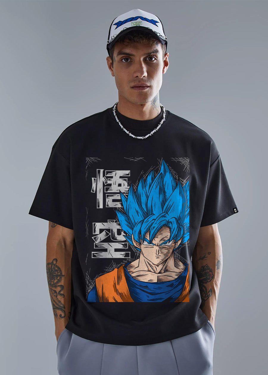 Fighter Goku Men Oversized Printed T Shirt