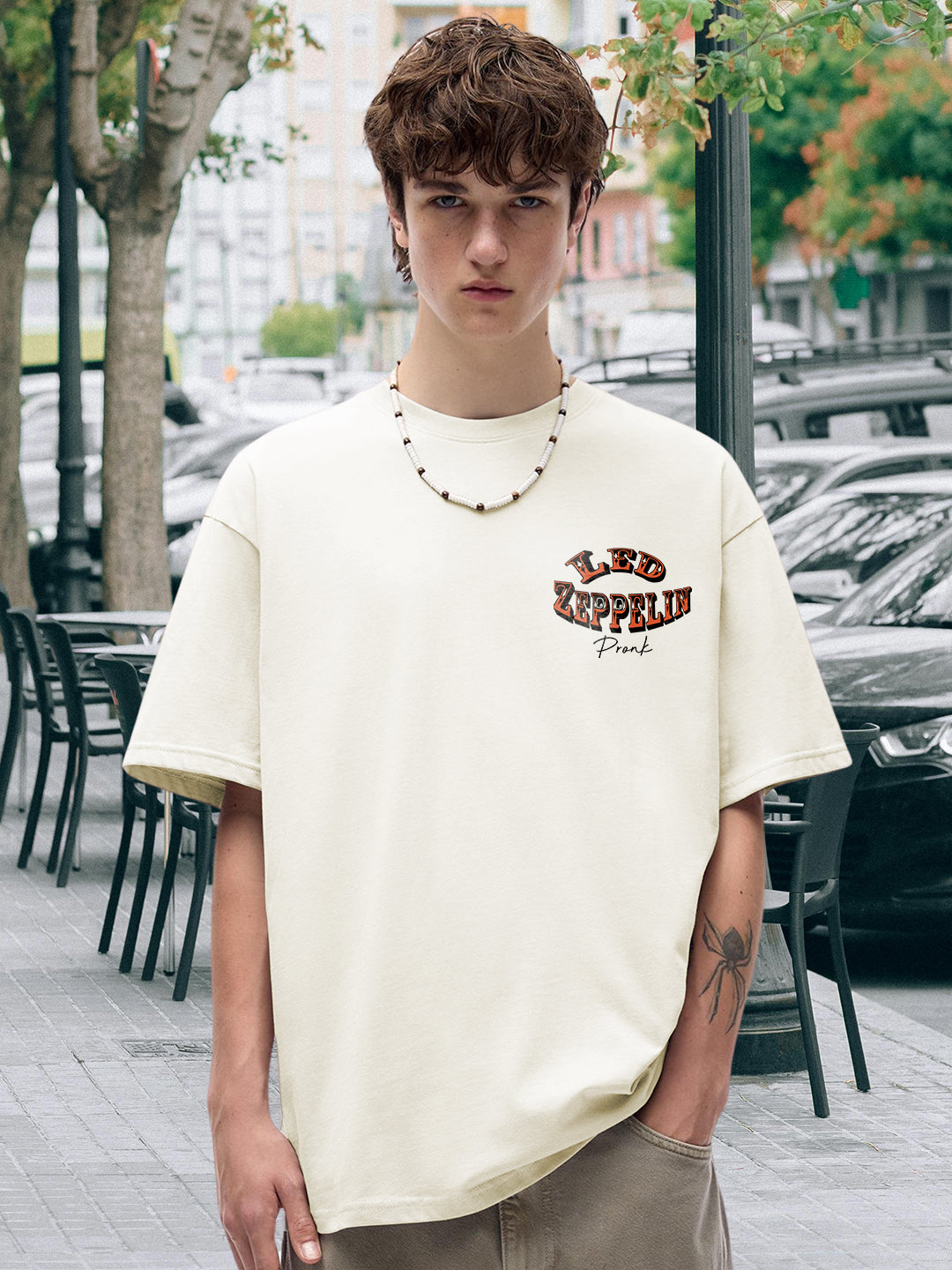 Flying Zeppelin Men Printed Terry Oversized  T-Shirt