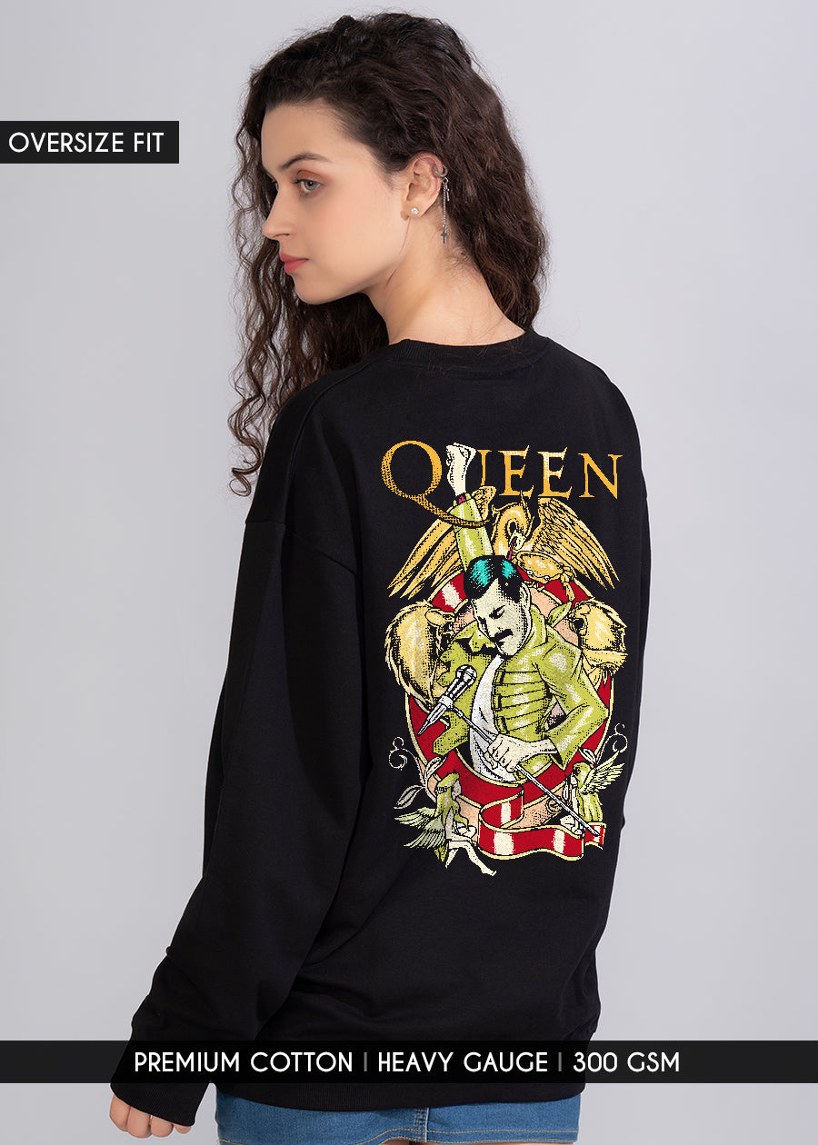 Black Queen Band Printed Oversized Sweatshirt Womens