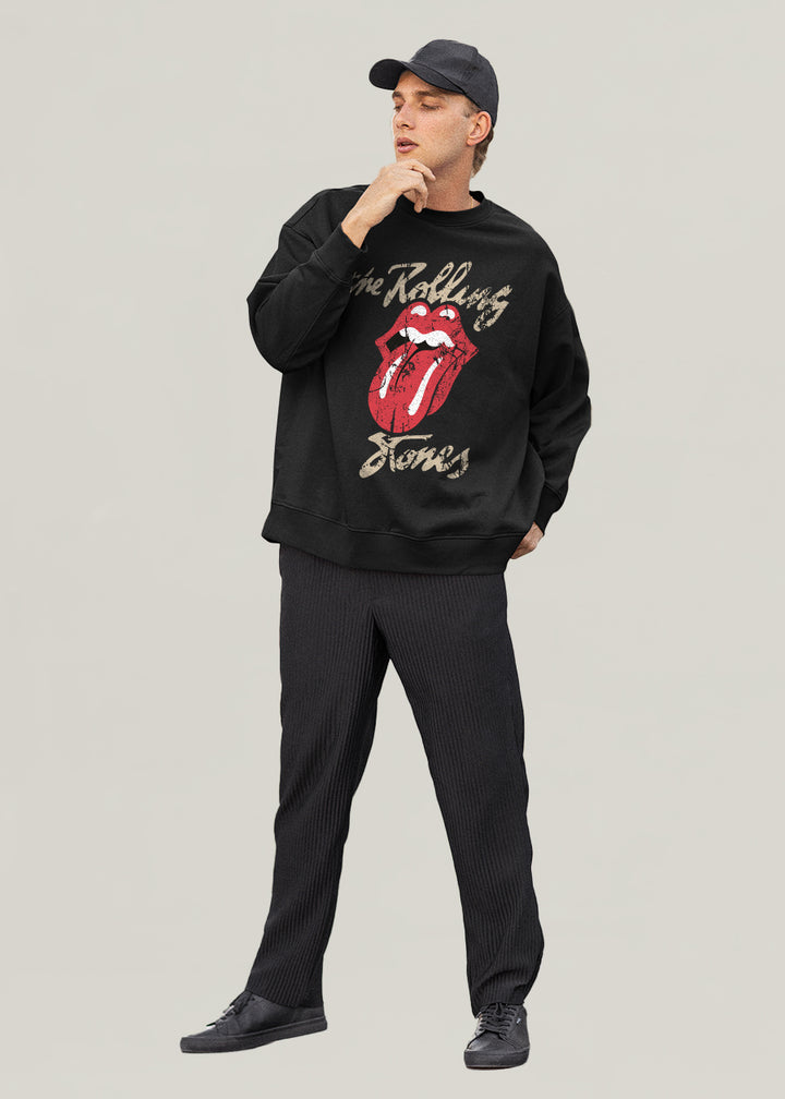 Vintage Rolling Stones Men Drop Shoulder Premium Terry Sweatshirt