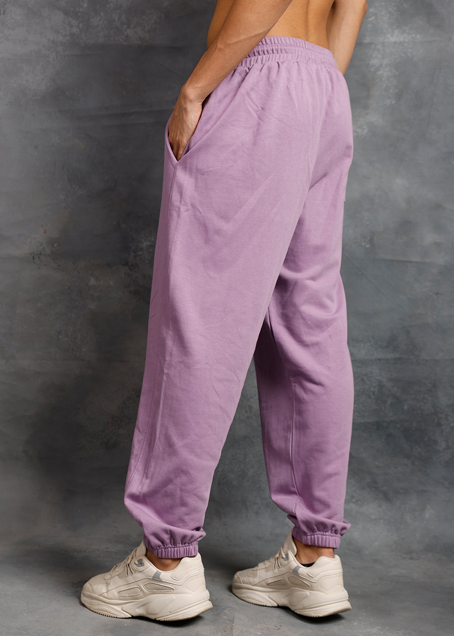 Men Premium Terry Loose Fit Joggers - Lilac