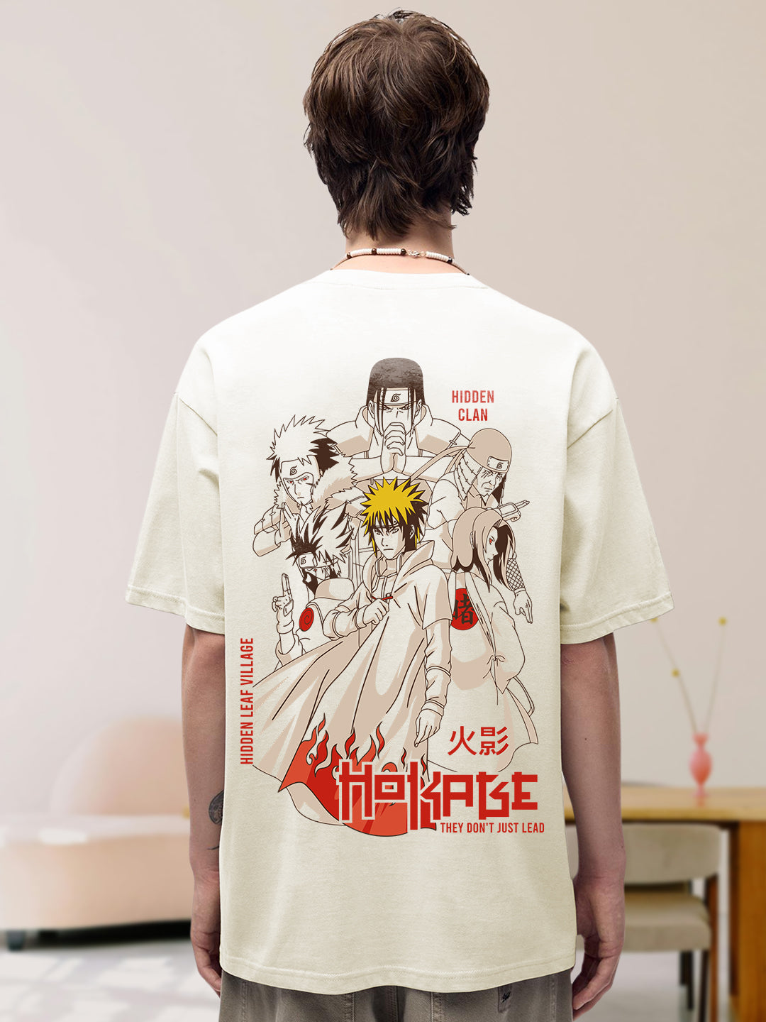 Leaf Hokage Men Printed Terry Oversized  T-Shirt