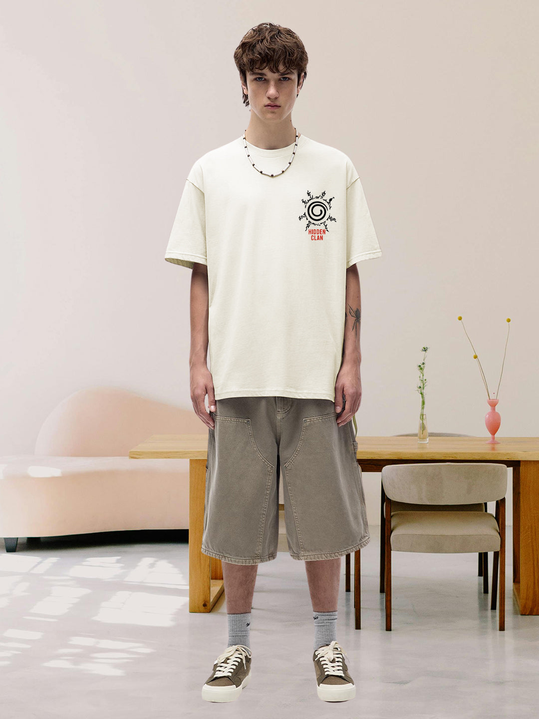 Leaf Hokage Men Printed Terry Oversized  T-Shirt