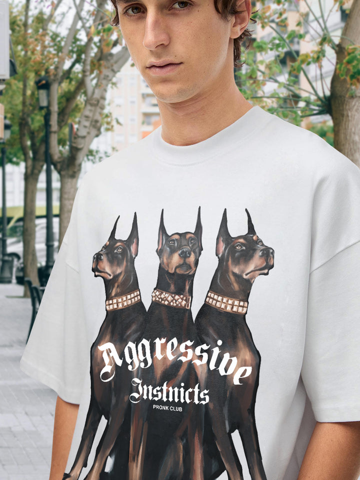 Aggressive Men Printed Oversized  T-Shirt