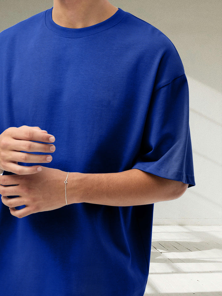 Solid Men Oversized T-Shirt - Blue