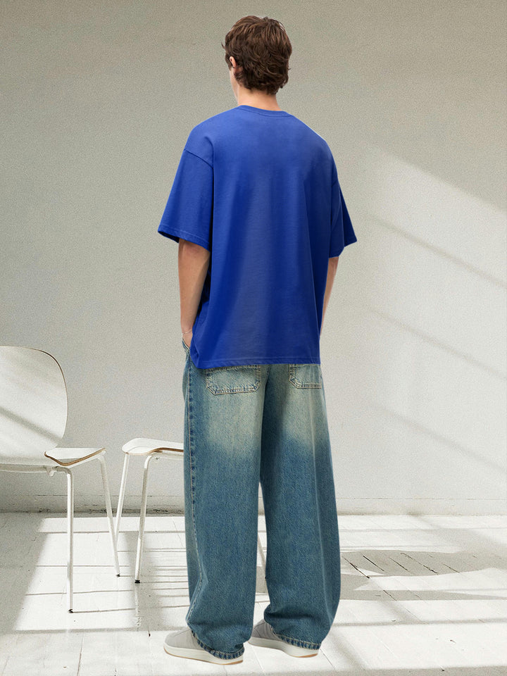 Solid Men Oversized T-Shirt - Blue