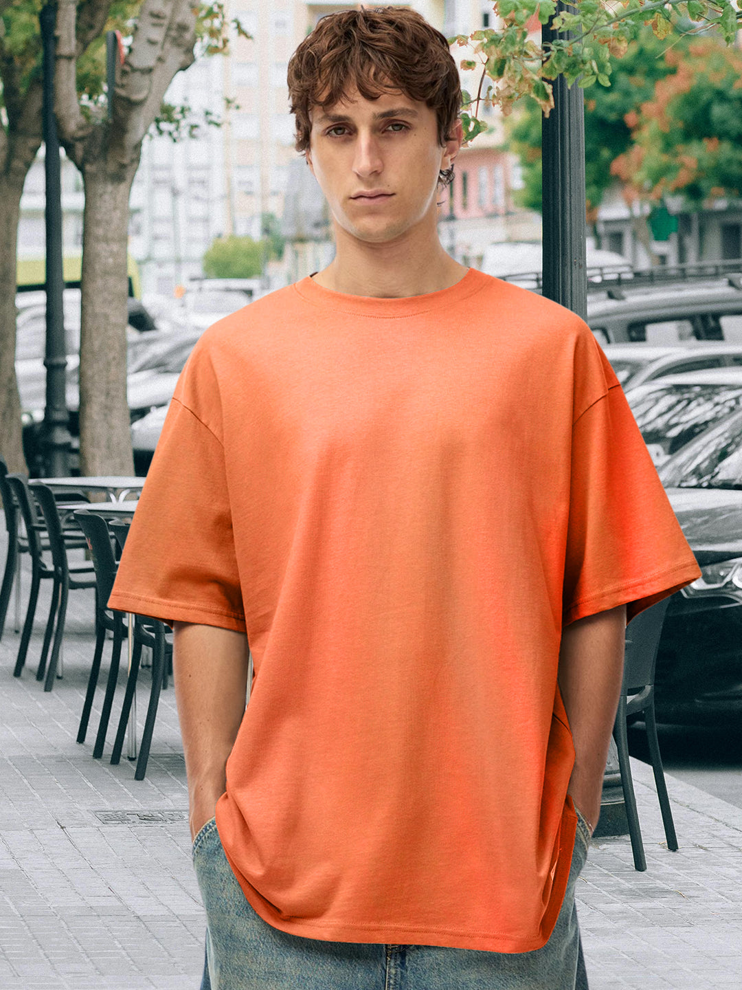 Solid Men Oversized T-Shirt Orange –