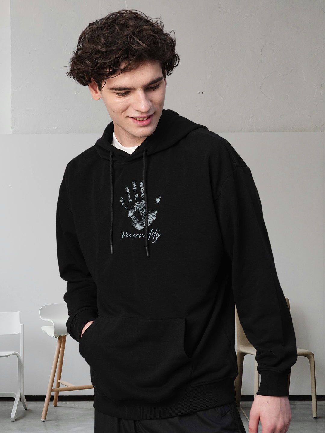 Personality Men Drop Shoulder Premium Terry Hoodie