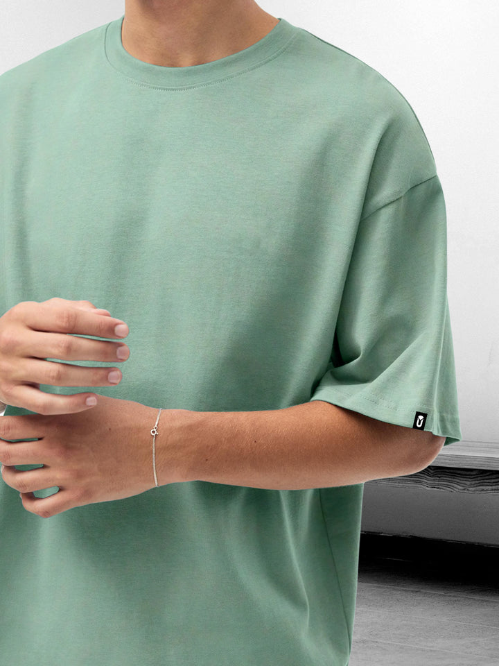 Solid Men Oversized T-Shirt - Mint Green