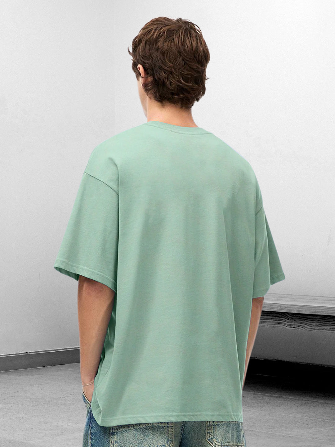 Solid Men Oversized T-Shirt - Mint Green