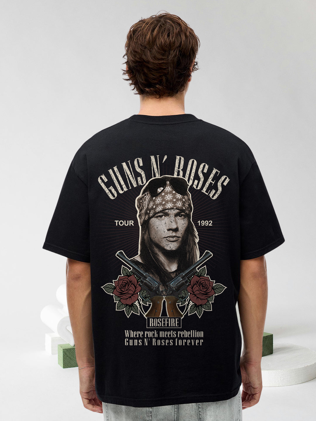 Rust And Roses Men Printed Oversized T-Shirt – pronk.in