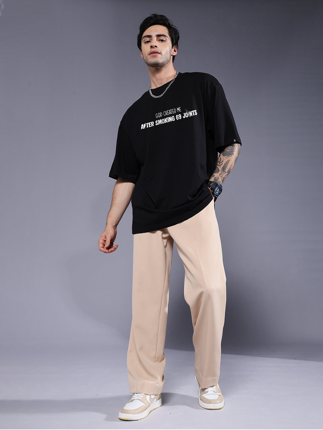 OG CREATION Men Printed Oversized T-Shirt