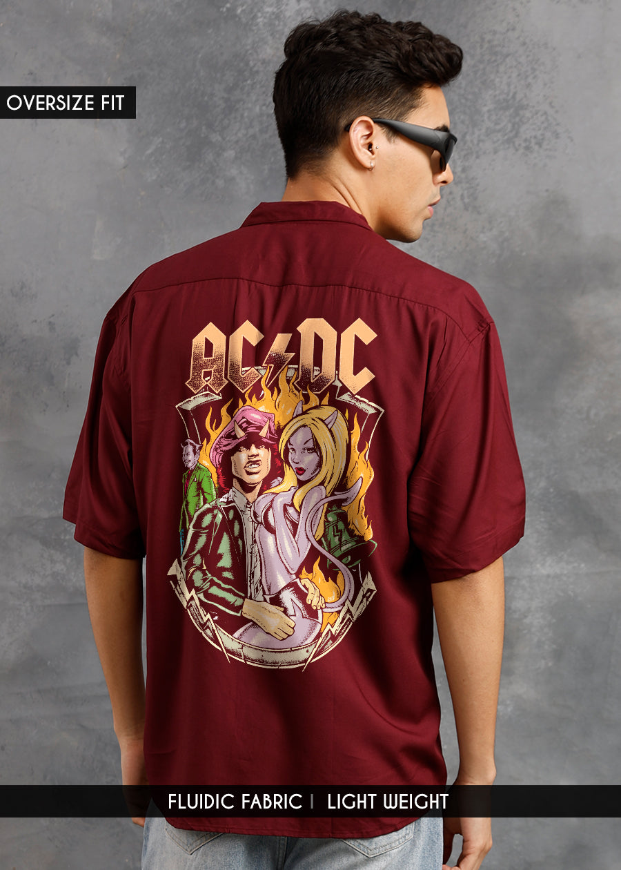Fire AC-DC Mens Fluidic Oversized Shirt
