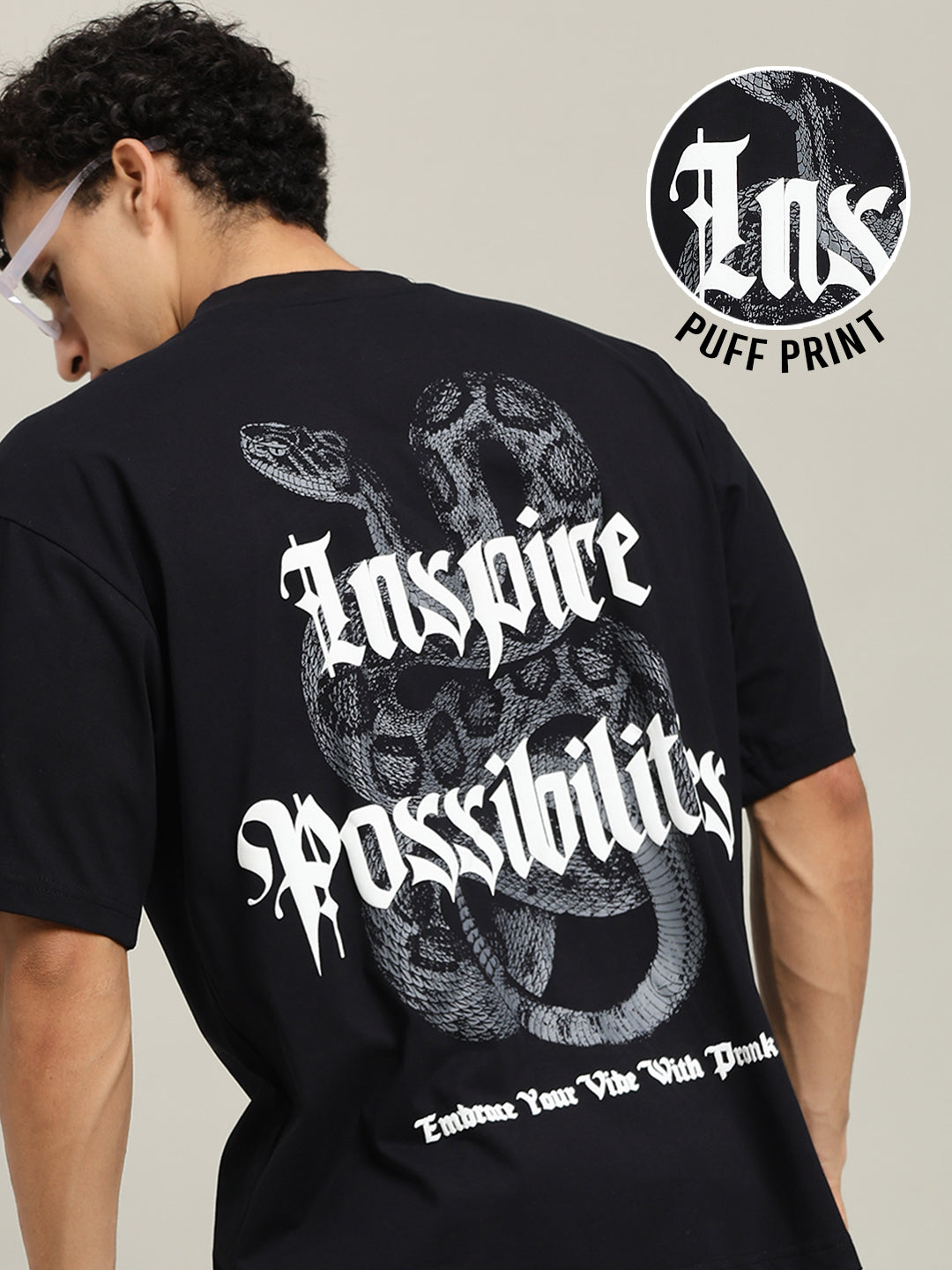 Inspire Possibilities Puff Printed Men Oversized T-shirt –